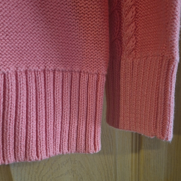 L.L. Bean Pink Crew Neck Cable Knit Sweater Long Sleeve Comfy Warm Layering Xl - Picture 4 of 7